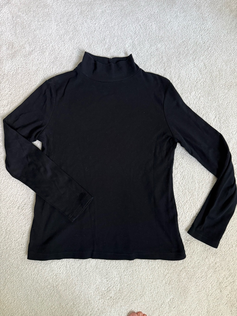croft & barrow Black Long-Sleeve Mock Neck Top / Turtleneck Soft Cotton